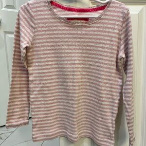 Mini Boden Girls Pink and White Kids Long Sleeve Shirt